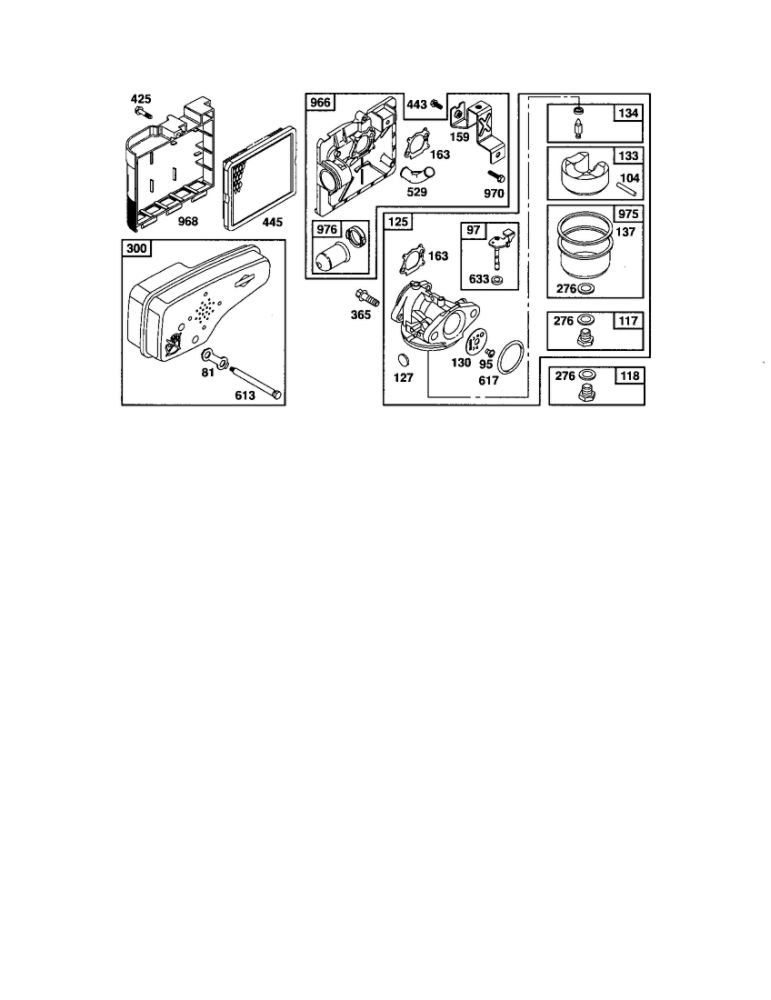 Carburetor/Muffler Diagram and Parts List for 122T02-3845-EA  Briggs and Stratton Engine